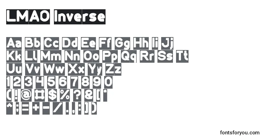 Czcionka LMAO Inverse – alfabet, cyfry, specjalne znaki