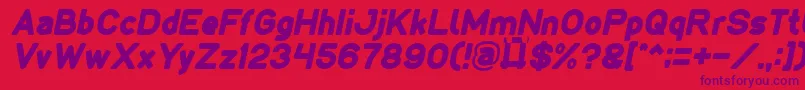 LMAO Italic-fontti – violetit fontit punaisella taustalla