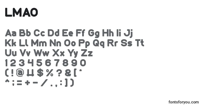 Schriftart LMAO (132799) – Alphabet, Zahlen, spezielle Symbole