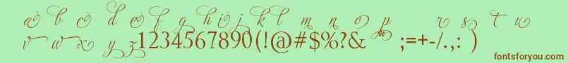 AdiosScriptAltIi-Schriftart – Braune Schriften auf grünem Hintergrund