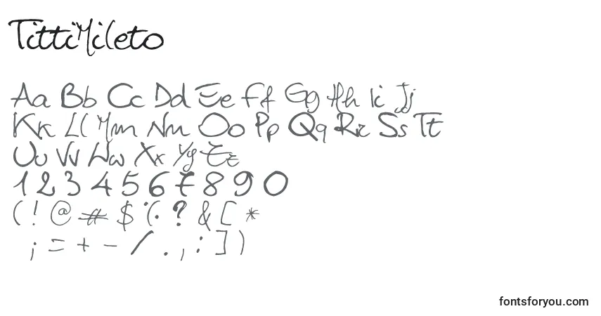 Шрифт TittiMileto – алфавит, цифры, специальные символы