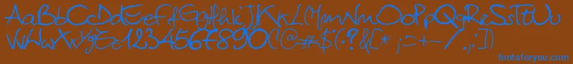 TittiMileto-Schriftart – Blaue Schriften auf braunem Hintergrund