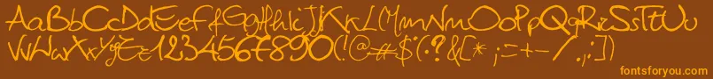 TittiMileto-Schriftart – Orangefarbene Schriften auf braunem Hintergrund