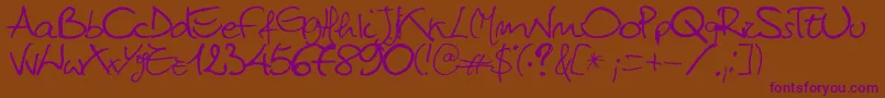 TittiMileto-Schriftart – Violette Schriften auf braunem Hintergrund