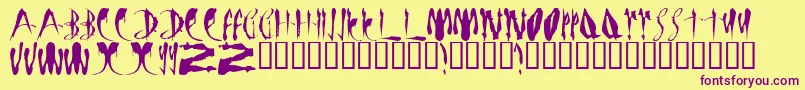 LMS Bloody Brujah Font – Purple Fonts on Yellow Background