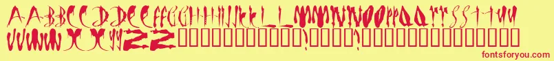 LMS Bloody Brujah Font – Red Fonts on Yellow Background