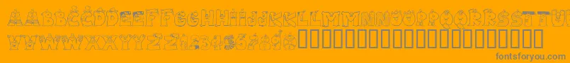 LMS Letterbat Friends-Schriftart – Graue Schriften auf orangefarbenem Hintergrund