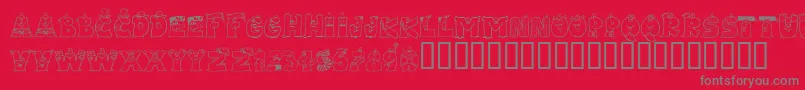 LMS Letterbat Friends Font – Gray Fonts on Red Background