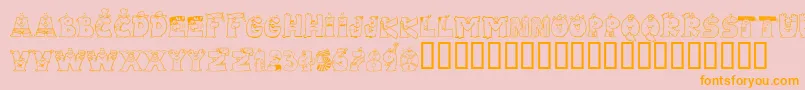 LMS Letterbat Friends-Schriftart – Orangefarbene Schriften auf rosa Hintergrund