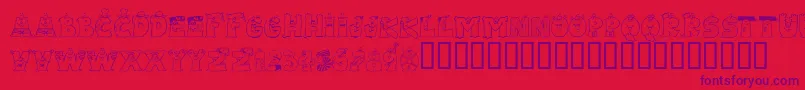 LMS Letterbat Friends Font – Purple Fonts on Red Background