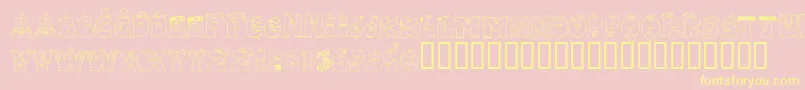 LMS Letterbat Friends-Schriftart – Gelbe Schriften auf rosa Hintergrund