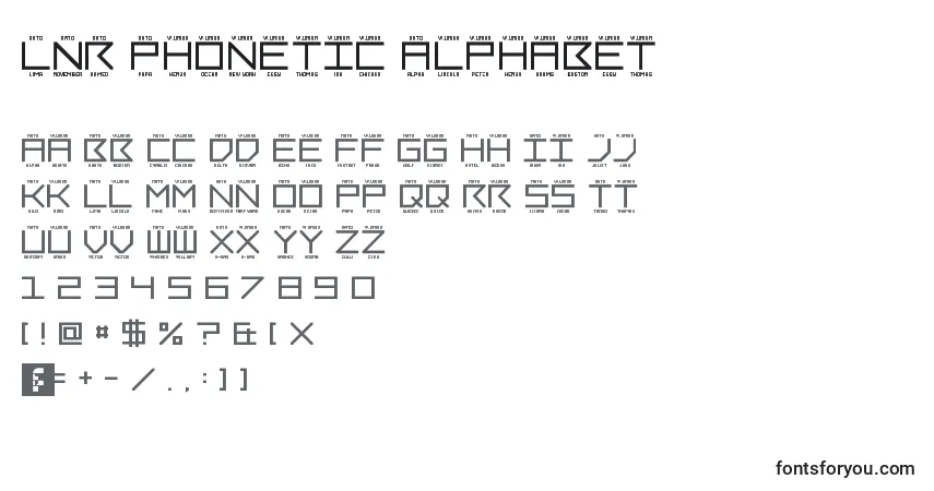 Schriftart LNR Phonetic Alphabet – Alphabet, Zahlen, spezielle Symbole