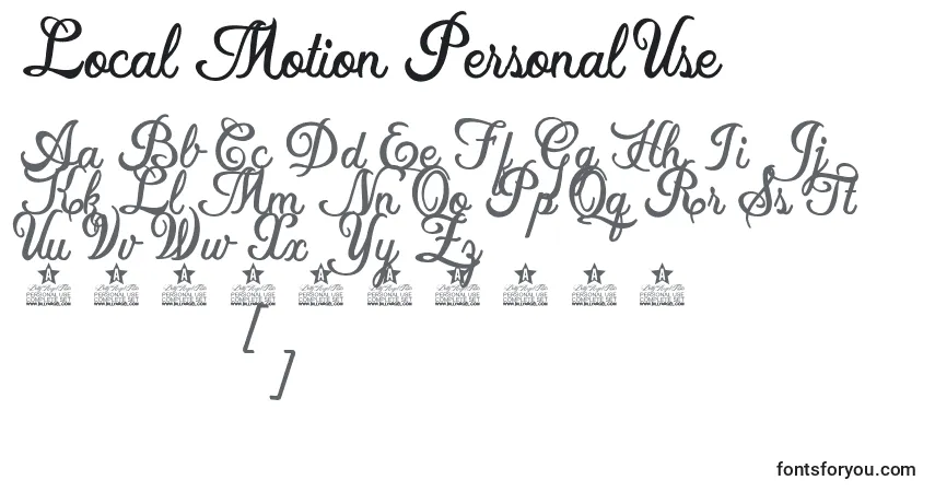 Schriftart Local Motion Personal Use – Alphabet, Zahlen, spezielle Symbole