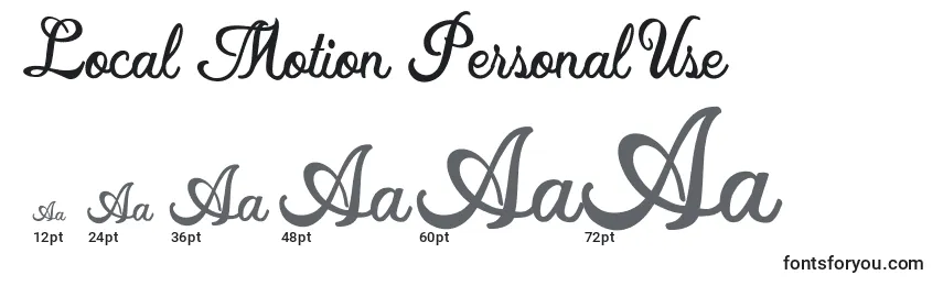 Local Motion Personal Use Font Sizes