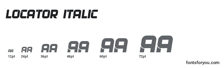 Размеры шрифта Locator Italic