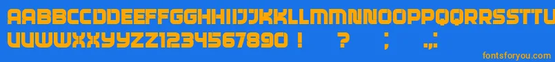 フォントLocator – オレンジ色の文字が青い背景にあります。