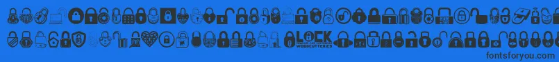 Lock-Schriftart – Schwarze Schriften auf blauem Hintergrund