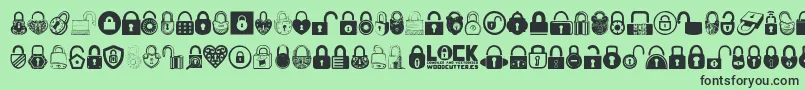 Lock Font – Black Fonts on Green Background