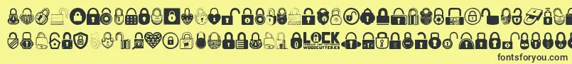 Lock Font – Black Fonts on Yellow Background