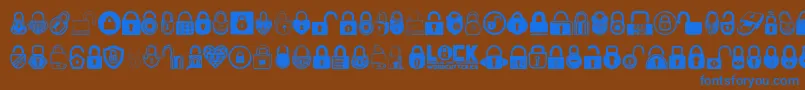 Lock Font – Blue Fonts on Brown Background