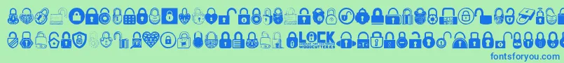 Lock Font – Blue Fonts on Green Background