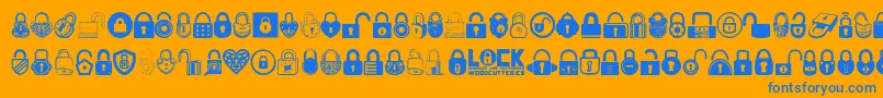 Lock Font – Blue Fonts on Orange Background