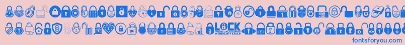 Lock Font – Blue Fonts on Pink Background