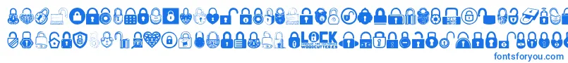 Lock Font – Blue Fonts on White Background