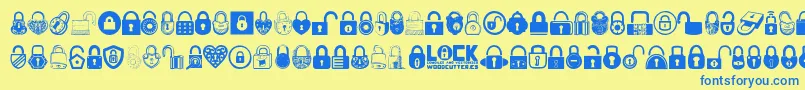 Lock Font – Blue Fonts on Yellow Background