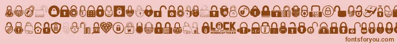 Lock-Schriftart – Braune Schriften auf rosa Hintergrund