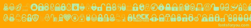 Lock-Schriftart – Grüne Schriften auf orangefarbenem Hintergrund