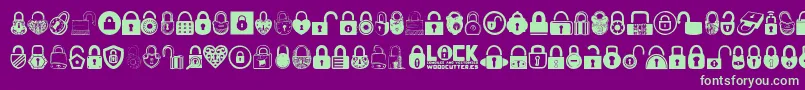 Fonte Lock – fontes verdes em um fundo violeta