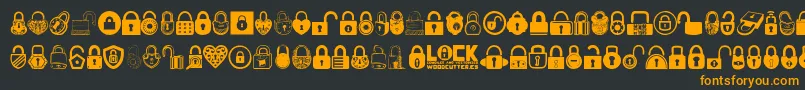 Lock-Schriftart – Orangefarbene Schriften auf schwarzem Hintergrund