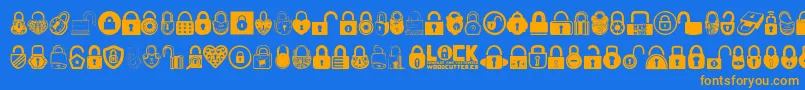 Lock-Schriftart – Orangefarbene Schriften auf blauem Hintergrund