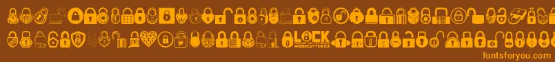 Lock-Schriftart – Orangefarbene Schriften auf braunem Hintergrund