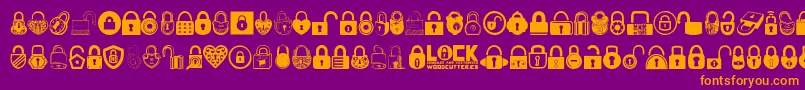 Fonte Lock – fontes laranjas em um fundo violeta