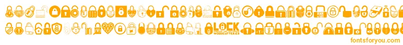 Lock-Schriftart – Orangefarbene Schriften auf weißem Hintergrund