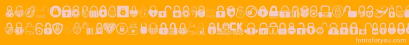 Lock-Schriftart – Rosa Schriften auf orangefarbenem Hintergrund