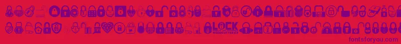 Lock-Schriftart – Violette Schriften auf rotem Hintergrund