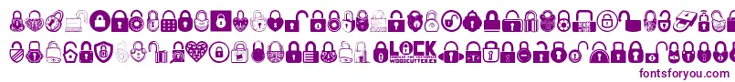 Lock-Schriftart – Violette Schriften auf weißem Hintergrund