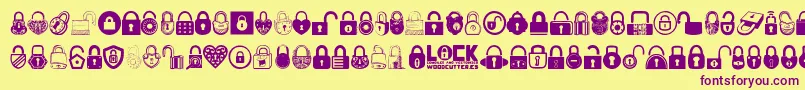 Czcionka Lock – fioletowe czcionki na żółtym tle