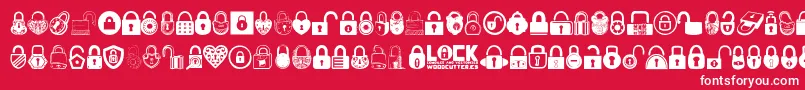 Lock-Schriftart – Weiße Schriften auf rotem Hintergrund