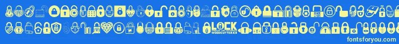 Lock Font – Yellow Fonts on Blue Background