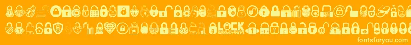 Lock-Schriftart – Gelbe Schriften auf orangefarbenem Hintergrund