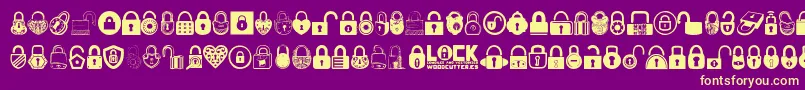 Fonte Lock – fontes amarelas em um fundo roxo