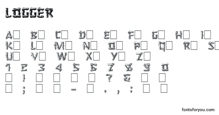 Schriftart LOGGER (132816) – Alphabet, Zahlen, spezielle Symbole