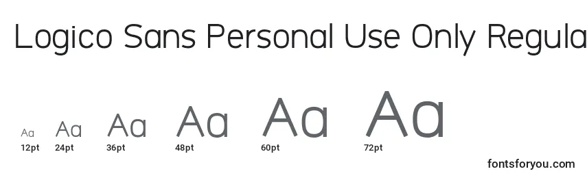 Размеры шрифта Logico Sans Personal Use Only Regular