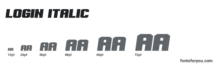 Größen der Schriftart Login Italic