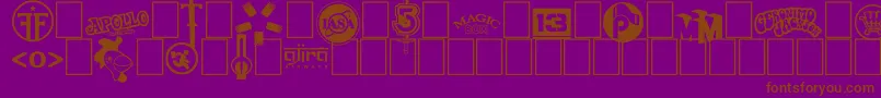 フォントLogos I love – 紫色の背景に茶色のフォント