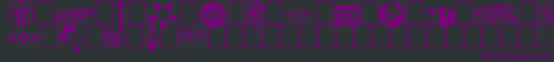 Logos I love-fontti – violetit fontit mustalla taustalla